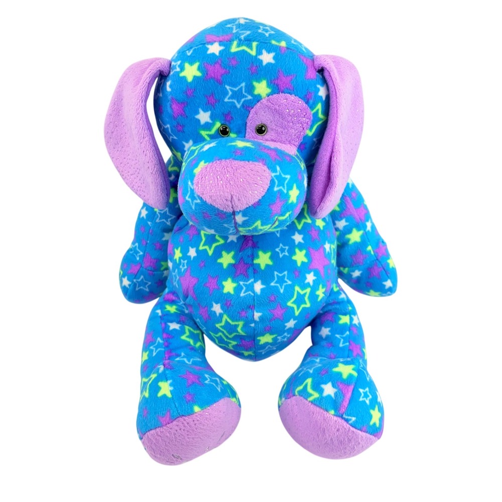 Ganz H12419AE Star Print Dog Plush Stuffed Animal Blue Pink Heart Paw Rare
